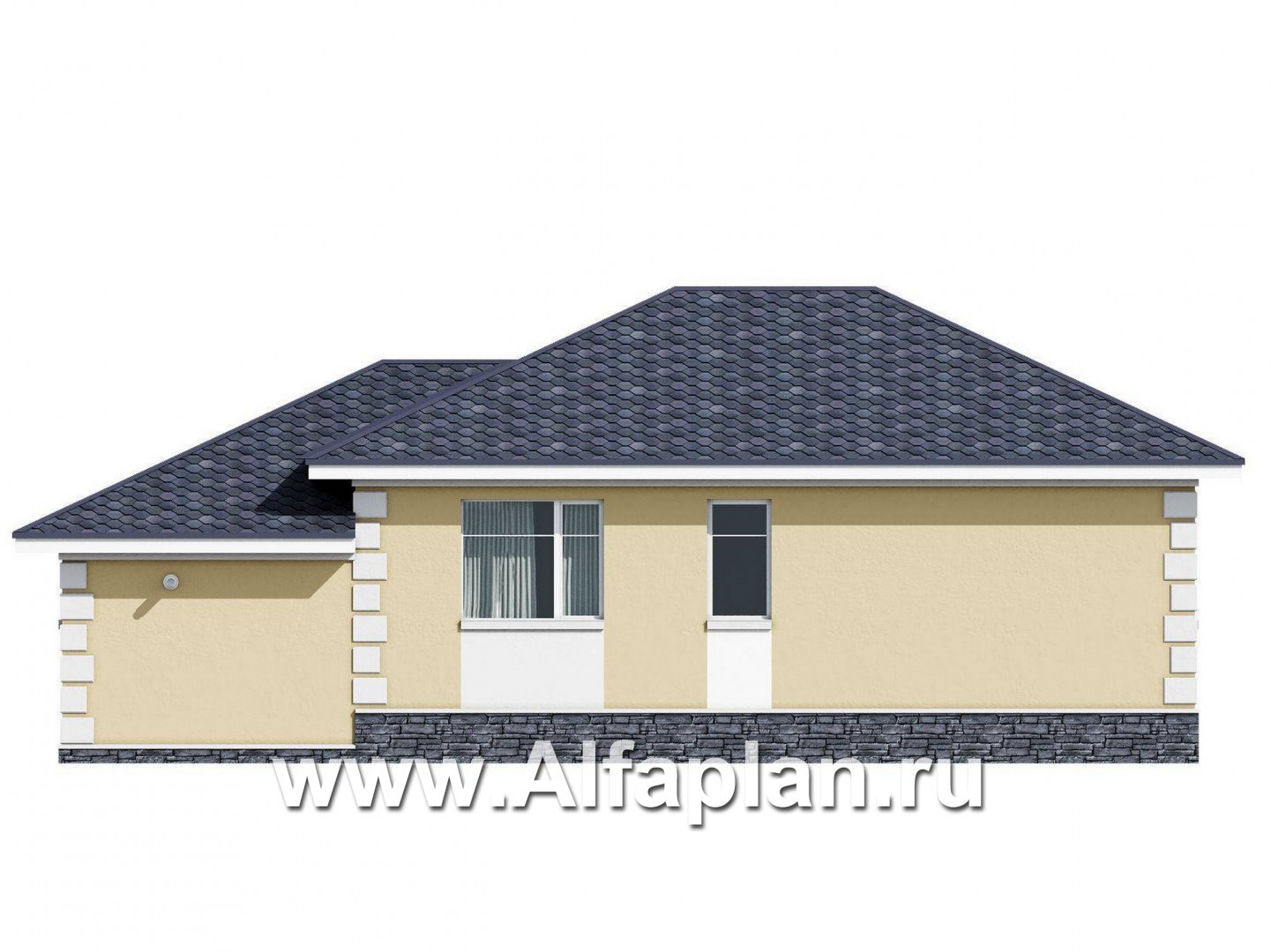 Проекты домов Альфаплан - "Вотчина" - проект одноэтажного дома в классическом стиле - изображение фасада №4