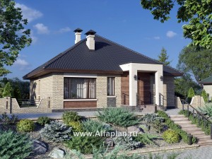 Проекты домов Альфаплан - "Перспектива" - проект компактного дома с мансардой - превью основного изображения