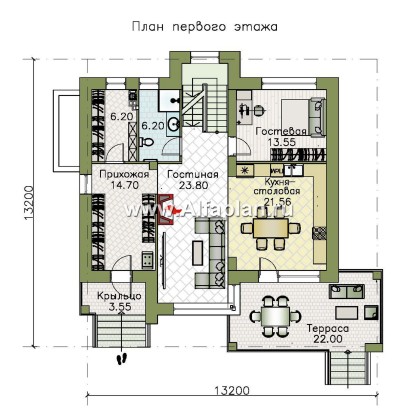 Проекты домов Альфаплан - «Серотонин» - проект современного хай-тек дома с плоской кровлей и цокольным этажом - превью плана проекта №2