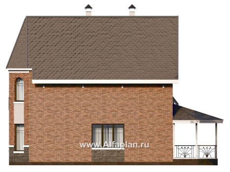 «Аврора» - проект двухэтажного дома из газобетона с эркером и с террасой - превью фасада дома