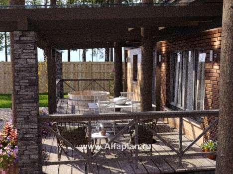 Проекты домов Альфаплан - Баня с большой террасой (каркасный дом) - превью дополнительного изображения №8