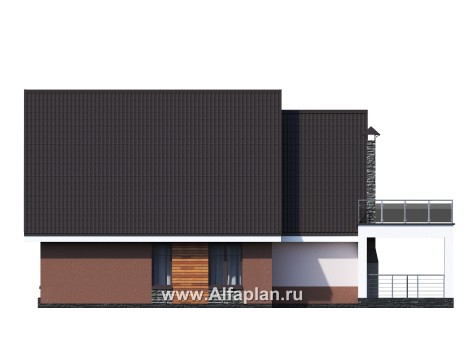 Проекты домов Альфаплан - Проект современного коттеджа с мансардой - превью фасада №2
