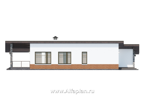 «Свежесть» - проект одноэтажного дома из газобетона, с террасой и с гаражом, с односкатной крышей [Копия от 07.11.2023 10:54:50] - превью фасада дома