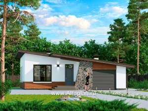 «Свежесть» - проект одноэтажного дома из газобетона, с террасой и с гаражом, с односкатной крышей [Копия от 07.11.2023 10:54:50]
