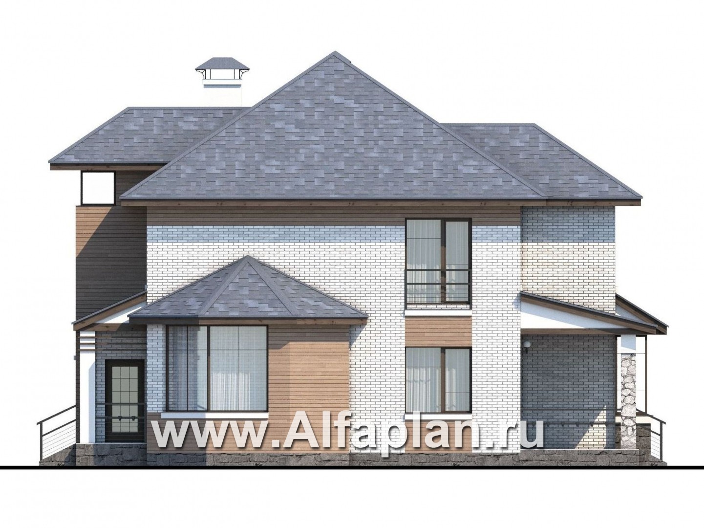 Проекты домов Альфаплан - «Агент 007» - современный компактный коттедж - изображение фасада №2