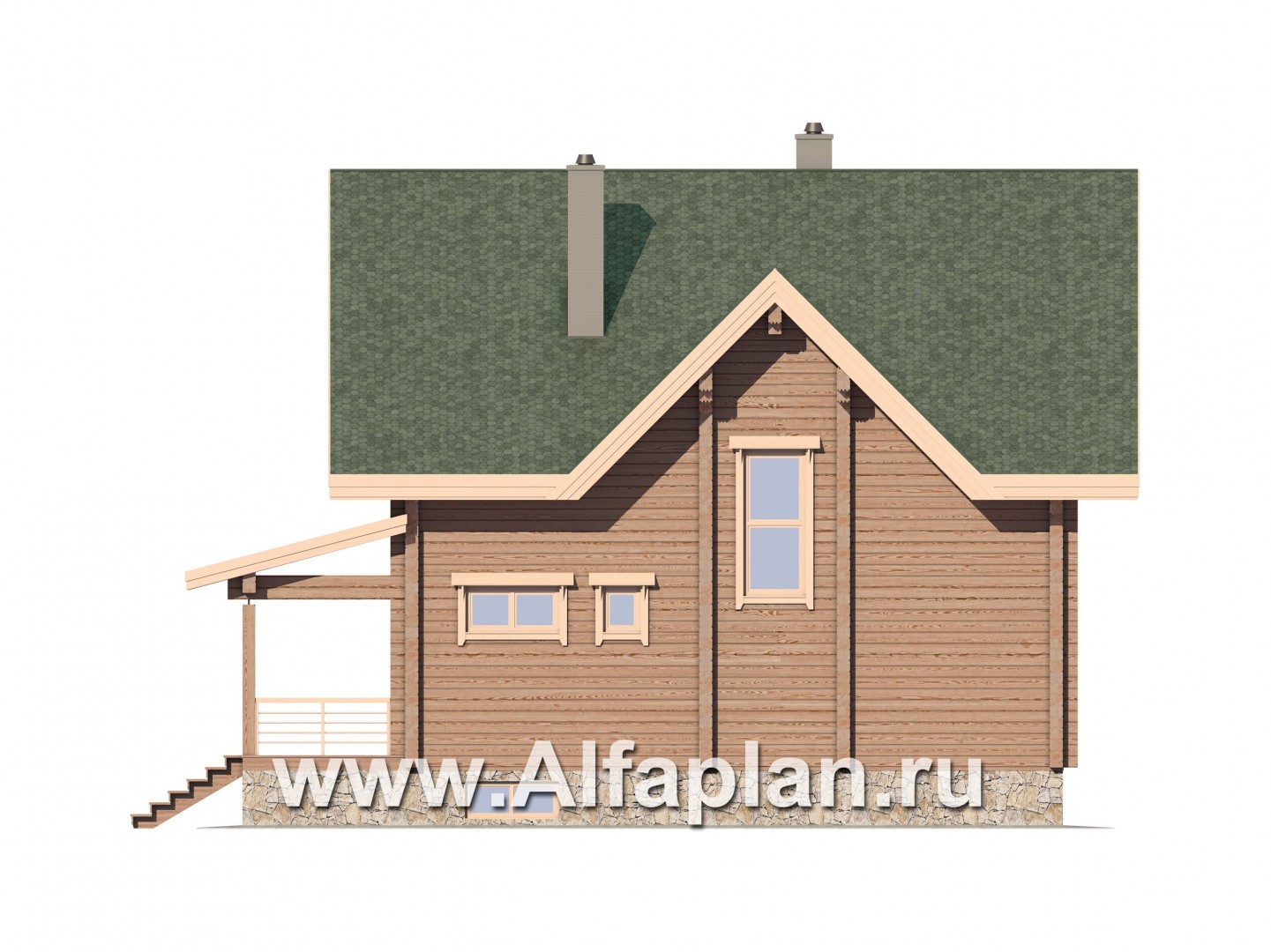 Проекты домов Альфаплан - Дом из бруса для загородного отдыха - изображение фасада №4