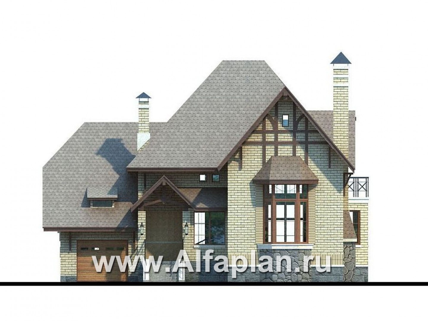 Проекты домов Альфаплан - «Вернигероде» - загородный дом с мансардой - изображение фасада №1