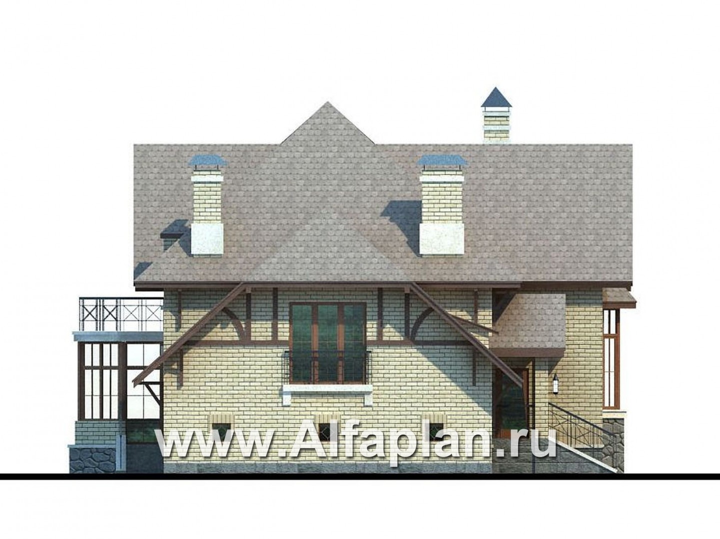 Проекты домов Альфаплан - «Вернигероде» - загородный дом с мансардой - изображение фасада №3