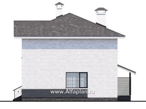 Проекты домов Альфаплан - Кирпичный дом «Серебро» с навесом для машины - превью фасада №2