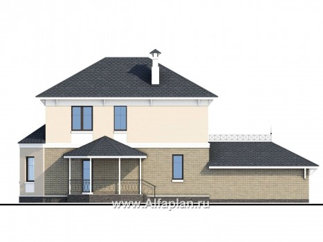 Проекты домов Альфаплан - «Классика» - двухэтажный особняк с эркером и гаражом на два автомобиля - превью фасада №3