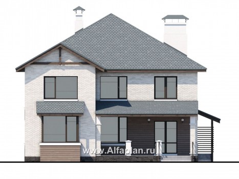 Проекты домов Альфаплан - «Гольфстрим» - современный двухэтажный компактный коттедж - превью фасада №4