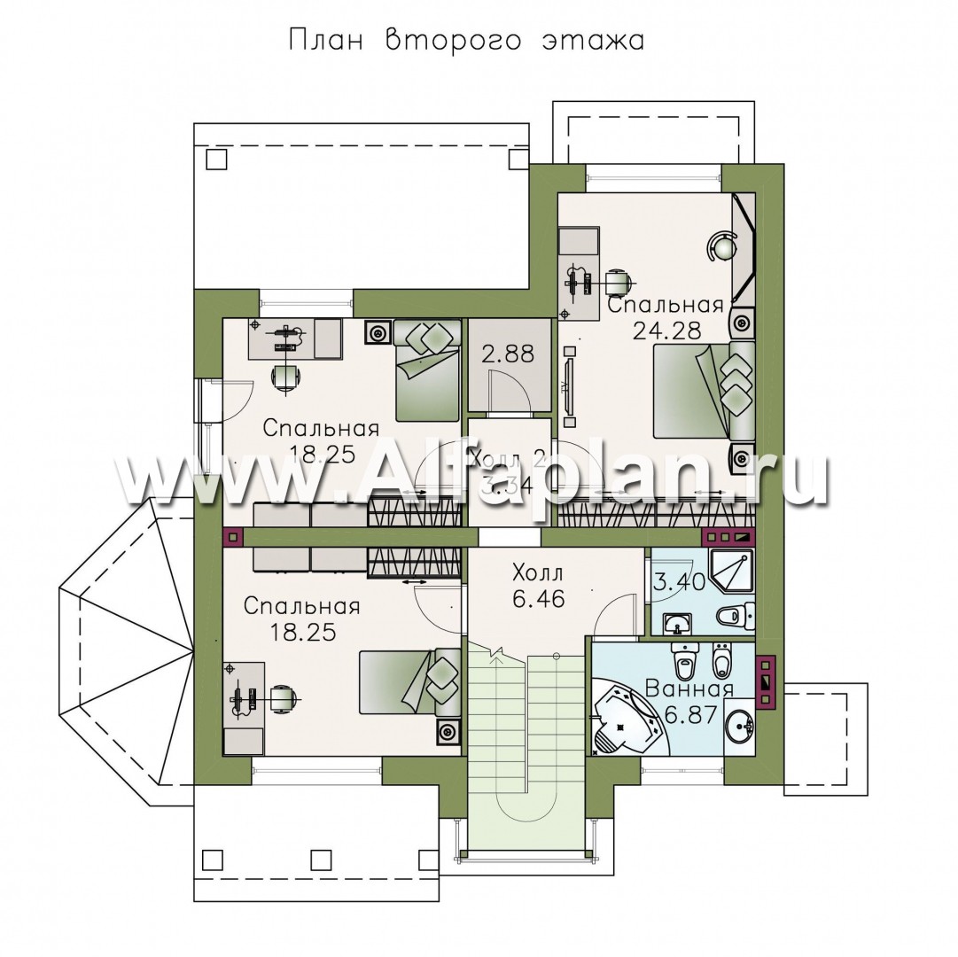 Проекты домов Альфаплан - «Агент 007» - современный компактный коттедж - план проекта №2