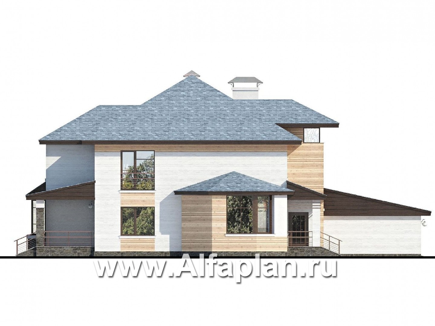 Проекты домов Альфаплан - «Агент 007» - особняк для динамичных людей - изображение фасада №3