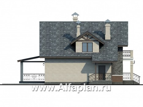 Проекты домов Альфаплан - «Бергедорф» - экономичный дом с двускатной кровлей - превью фасада №3