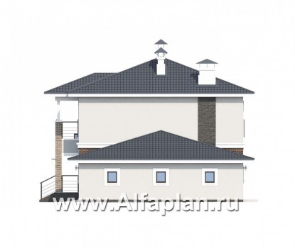 Проекты домов Альфаплан - Респектабельный коттедж с гаражом и верандой - превью фасада №2