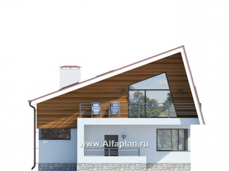 Проекты домов Альфаплан - Коттедж в авангардном стиле - превью фасада №4