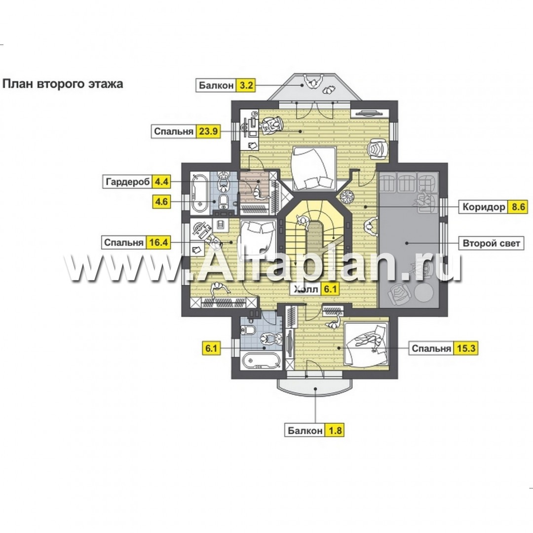 Проекты домов Альфаплан - Комфортабельный коттедж с гаражом и бассейном - изображение плана проекта №2
