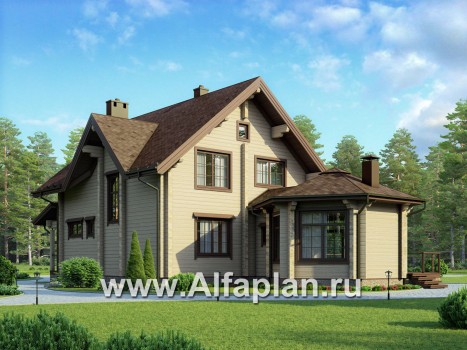 Проекты домов Альфаплан - Деревянный дом с уютной беседкой-барбекю - превью дополнительного изображения №3