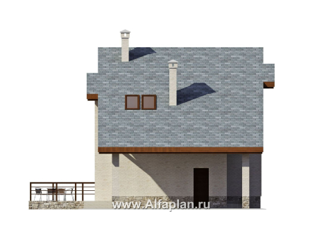 Проекты домов Альфаплан - Коттедж из кирпича с навесом для машины - превью фасада №3