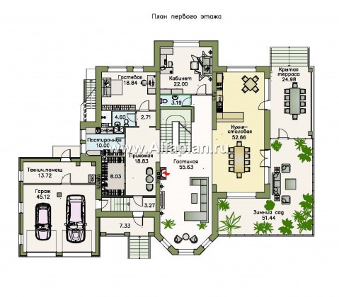Проекты домов Альфаплан - «Пятьсот квадратов» — комфортабельный загородный особняк бизнес-класса - превью плана проекта №2
