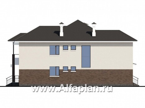Проекты домов Альфаплан - «Родос» - проект современного двухэтажного дома с гаражом на две машины - превью фасада №2