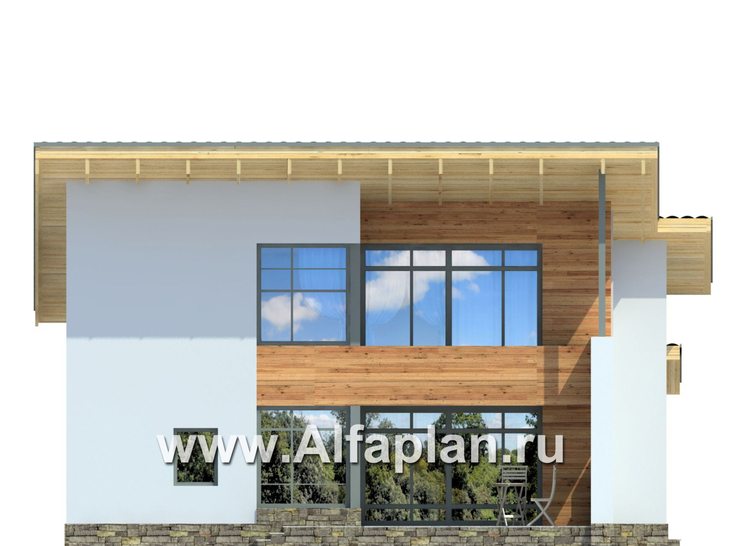 Проекты домов Альфаплан - Эффектный дом с односкатной кровлей - изображение фасада №4