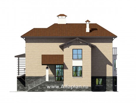 Проекты домов Альфаплан - «Светлая жизнь» - современный дом с большими окнами - превью фасада №2