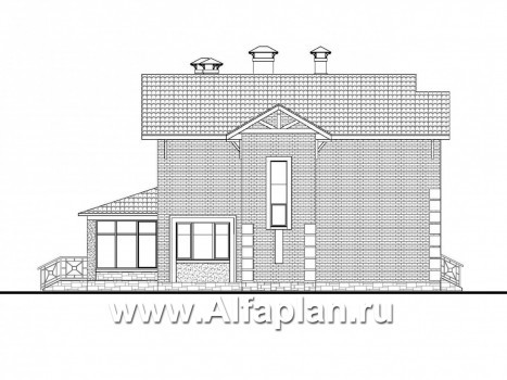 Проекты домов Альфаплан - «Традиция» - комфортабельный коттедж с гаражом на два автомобиля - превью фасада №3