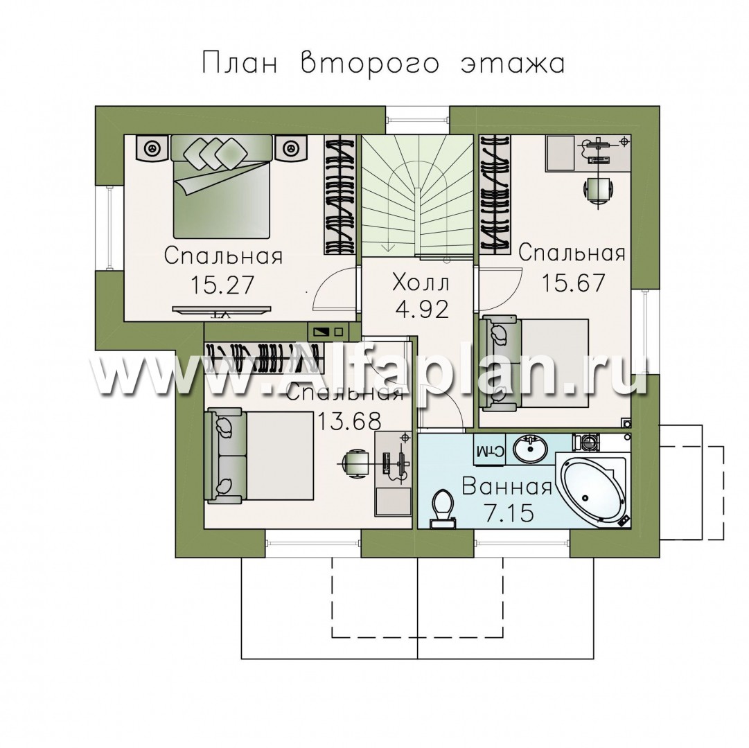 Проекты домов Альфаплан - «Улыбка» - компактный загородный дом - изображение плана проекта №2