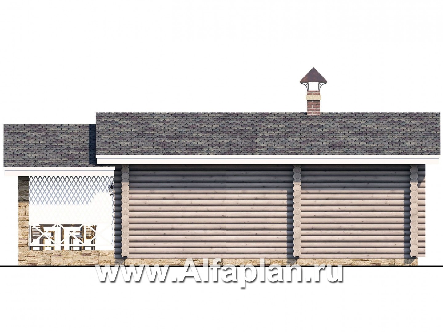 Проекты домов Альфаплан - Уютная одноэтажная деревянная баня с крытой террасой - изображение фасада №4