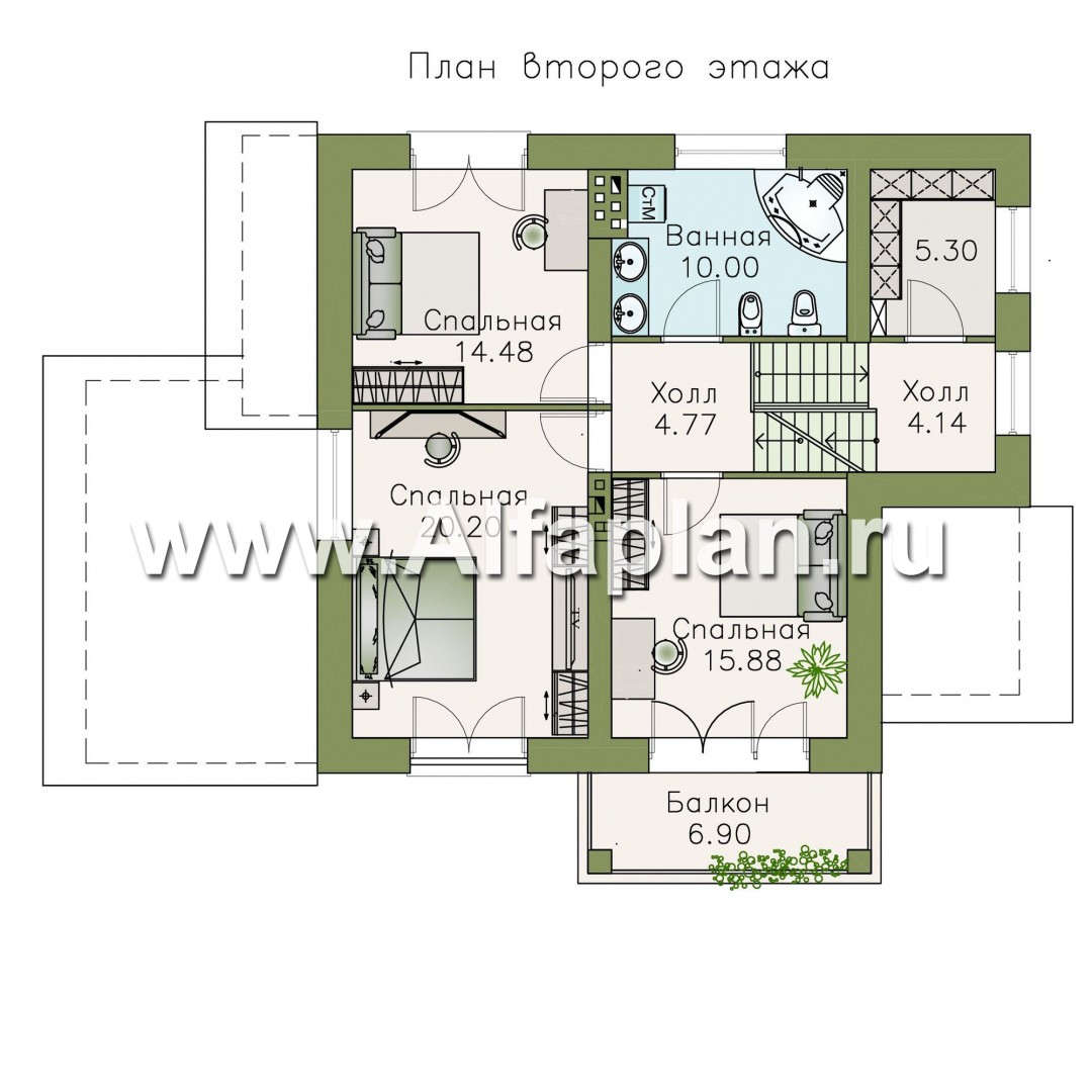 Проекты домов Альфаплан - Дом из газобетона «Аура» в современном стиле - изображение плана проекта №3