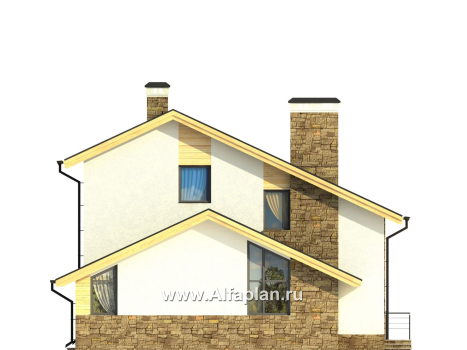 Проекты домов Альфаплан - Современный коттедж с угловым витражом - превью фасада №3