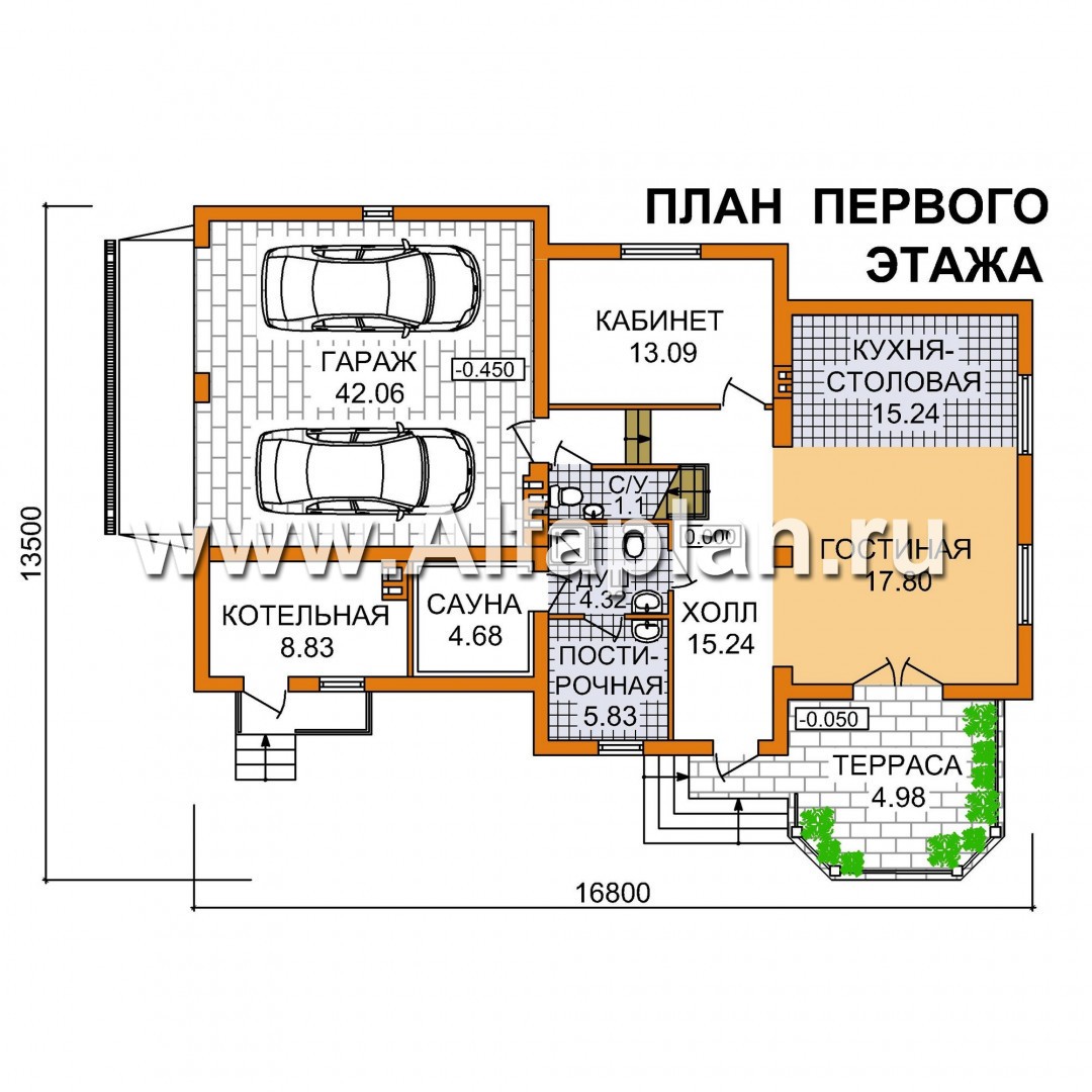 Проекты домов Альфаплан - Коттедж с большим гаражом и тренажерным залом - изображение плана проекта №1