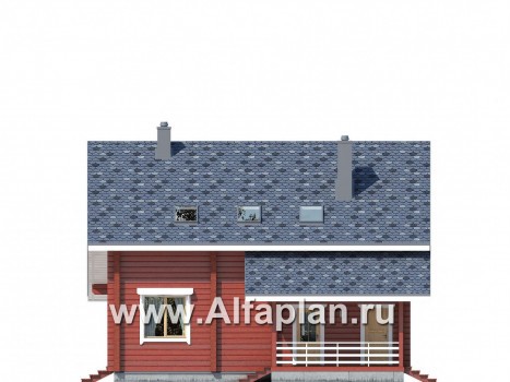 Проекты домов Альфаплан - Дом с простой двускатной кровлей и террасой - превью фасада №4