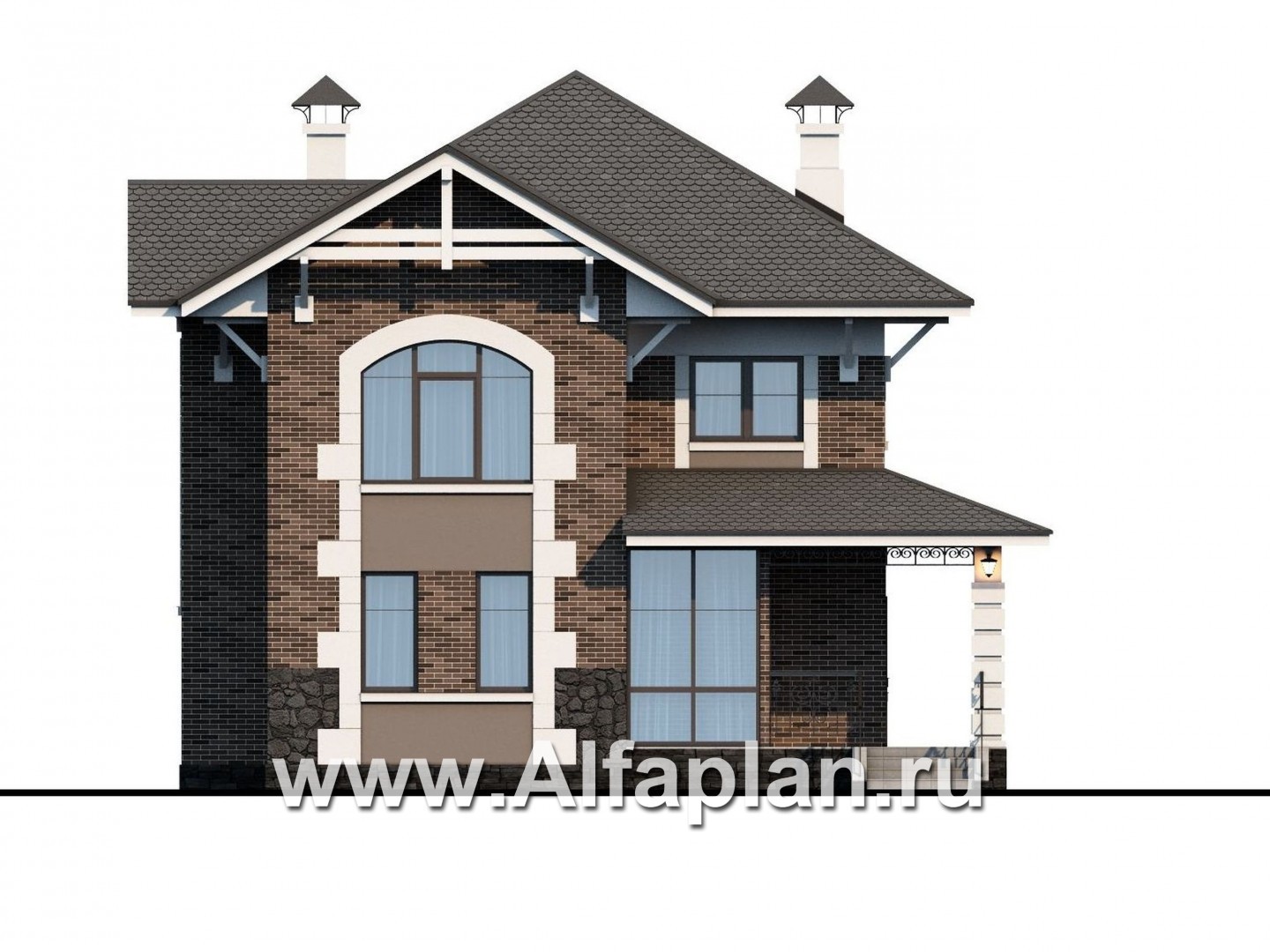 Проекты домов Альфаплан - «Фея сирени» — изящный дом для небольшого участка - изображение фасада №1
