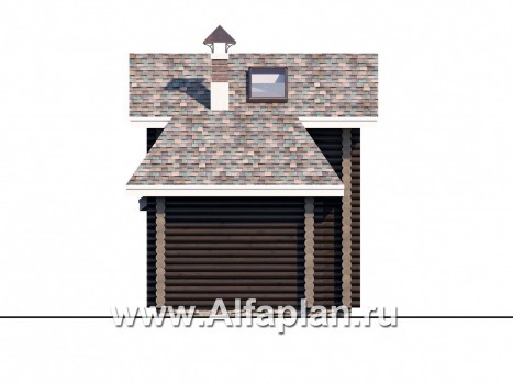 Проекты домов Альфаплан - Баня из бревен - гостевой дом с двумя спальными - превью фасада №3