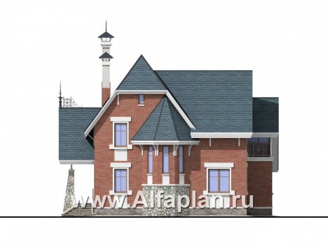Проекты домов Альфаплан - «Лавиери»- проект дома с изящным крыльцом и эркером - превью фасада №1