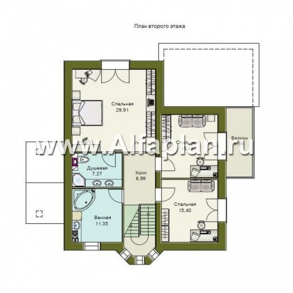 Проекты домов Альфаплан - «Лавиери»- проект дома с изящным крыльцом и эркером - превью плана проекта №2