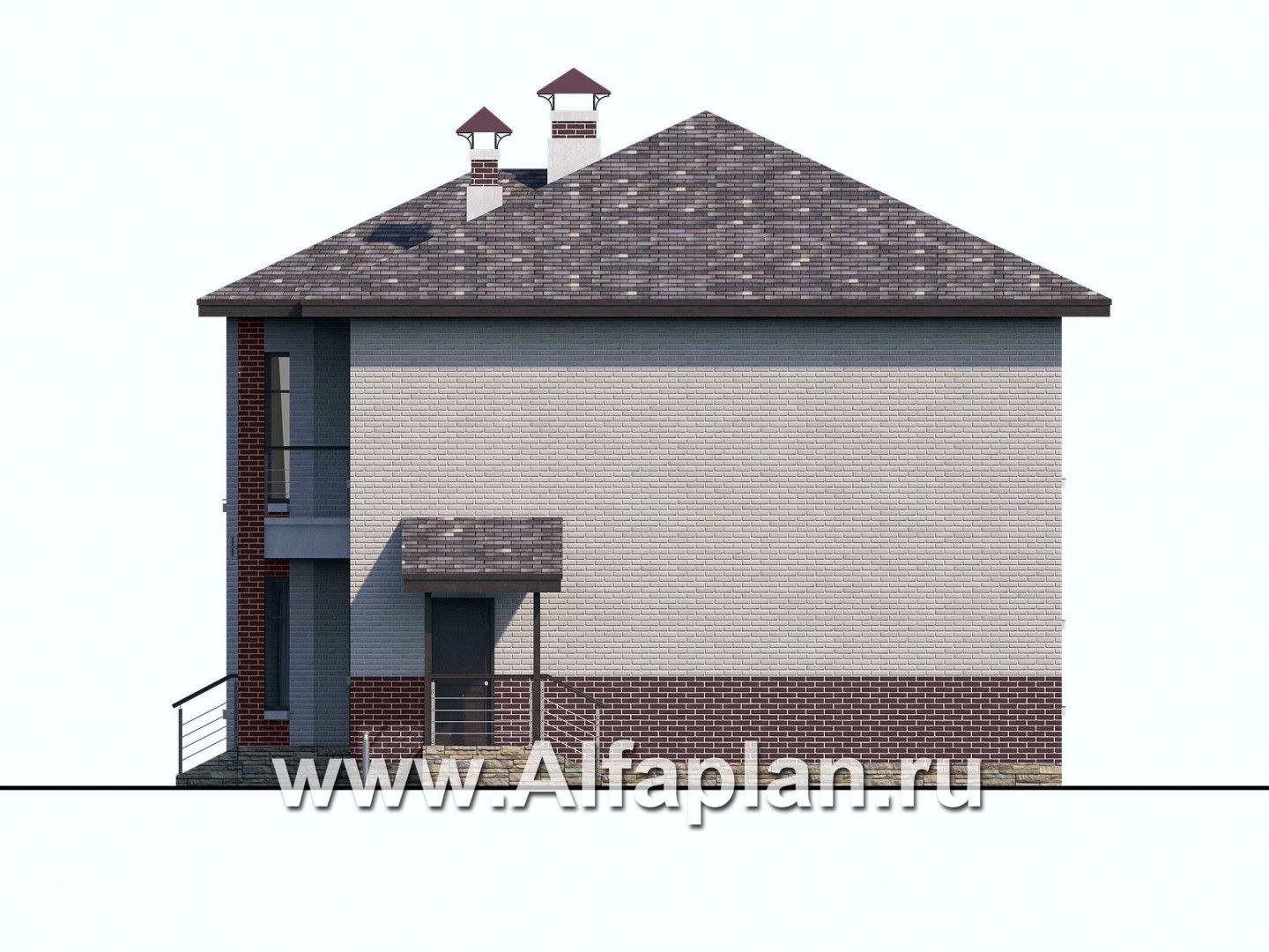 Проекты домов Альфаплан - «Статус» - современный комфортный дом с террасой - изображение фасада №2