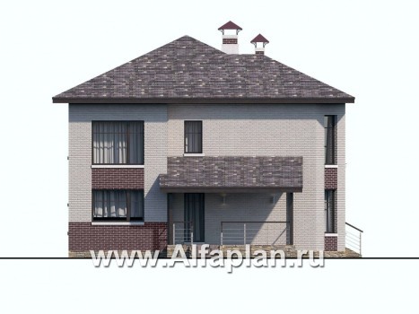 Проекты домов Альфаплан - «Статус» - современный комфортный дом с террасой - превью фасада №3