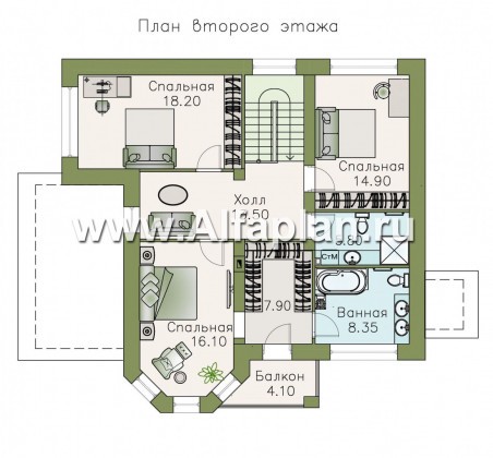 Проекты домов Альфаплан - «Статус» - современный комфортный дом с террасой - превью плана проекта №3