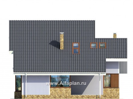 Проекты домов Альфаплан - Двухэтажный каркасный дом - превью фасада №4