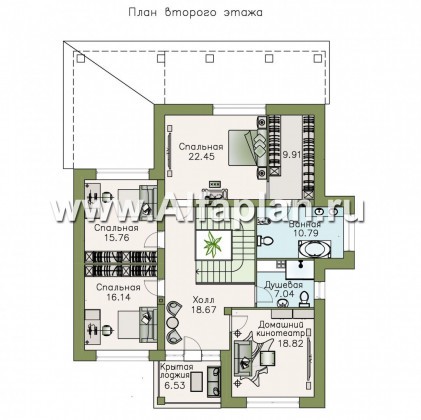 Проекты домов Альфаплан - «Орлов» - классический комфортабельный коттедж - превью плана проекта №2