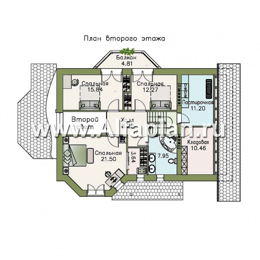 Проекты домов Альфаплан - «Регенсбург Плюс» - коттедж с цокольным этажом и верандой - план проекта №3