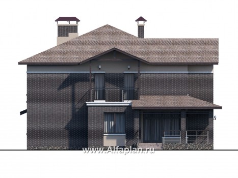 Проекты домов Альфаплан - «Голицын» — особняк с отделкой в темных тонах - превью фасада №3