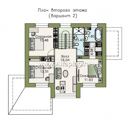 Проекты домов Альфаплан - «Регата» — комфортный загородный дом с двускатной крышей - превью плана проекта №3
