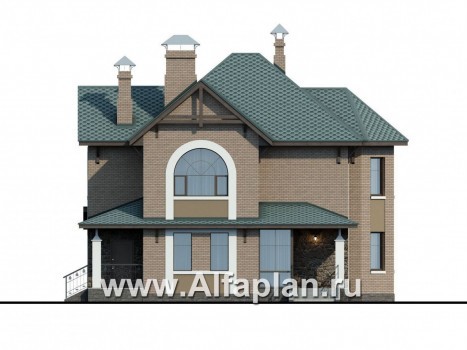 Проекты домов Альфаплан - «Магнит» - коттедж с террасами и постирочной - превью фасада №1