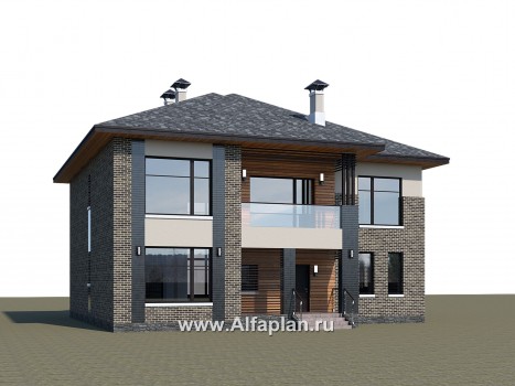 Проекты домов Альфаплан - «Неман» - загородный дом с двусветной гостиной - превью дополнительного изображения №1