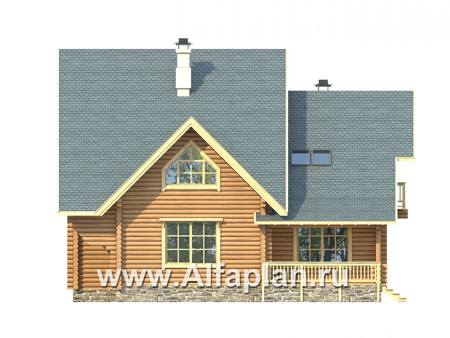 Проекты домов Альфаплан - Традиционный деревянный загородный дом - изображение фасада №4