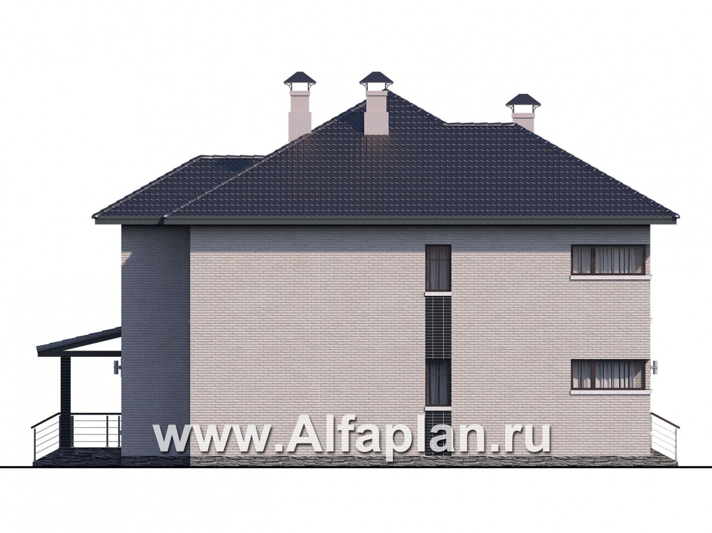 Проекты домов Альфаплан - «Эльба» — современная вилла с угловым остеклением - изображение фасада №3